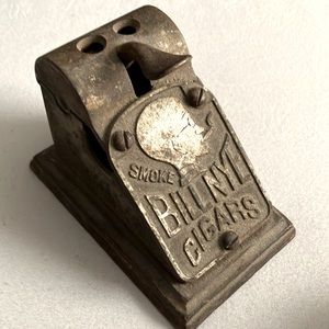 Bill Nye Cigars Vintage Cutter, original patina, good working order. Wood base.